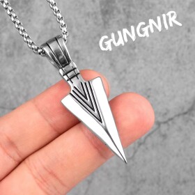 Pánský ocelový náhrdelník Ódinovo kopí GUNGNIR, Stříbrná 60 cm