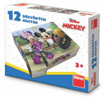 Mickey a Minnie - Dřevěné kostky 12 ks - Dino