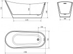 MEXEN/S - Alta volně stojící vana 170 x 75, bílá, sifon a přepad zlatá kartáčovaná 52141707500-55