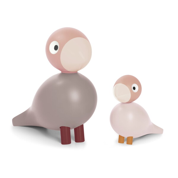 Kay Bojesen Dřevěný ptáček Liv a Lykke Soft Pink, růžová barva, dřevo