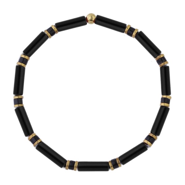 Luxusní pánský náramek Antonio Gold - onyx, zlatý hematit, Černá 20 cm