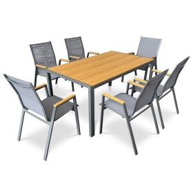 Zahradní stůl, kov, polywood, hnědá, AZT-S1215 OAK