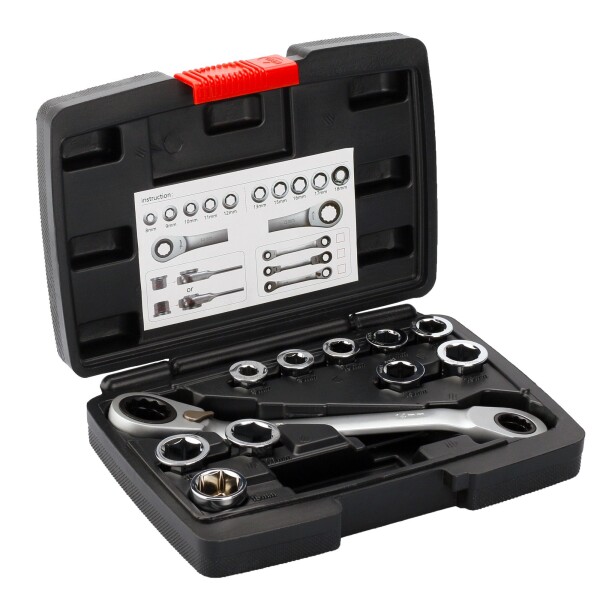 FESTA 17619 Ráčnový klíč s nástrčnými vložkami, sada 8–19 mm