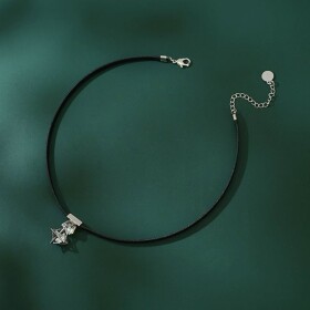 Stříbrný choker náhrdelník se zirkonem Élise - stříbro 925/1000, Černá 33 cm + 5 cm (prodloužení)