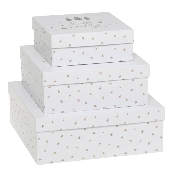 Chic Antique Dárková krabice Stars White – set 3 ks, bílá barva, papír