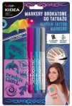 Fixy na tetování se šablonami KIDEA 3 metalické barvy