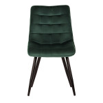 Jídelní židle, potah v zeleném sametu, kovové podnoží v černé práškové barvě