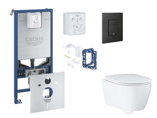 GROHE - Rapid SLX Set předstěnové instalace, klozetu, sedátka SoftClose, tlačítka Even a sady pro vhazování tablet, phantom black SANI11BB5131