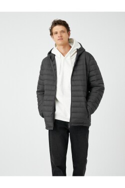 Koton Puffer Coat Sezónní kapuce na zip kapsa detailem