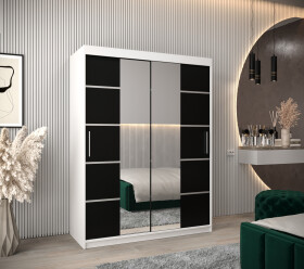 Šatní skříň Abi V4 Barva korpusu: Bílá, Rozměry: 150 cm, Dveře: Černá