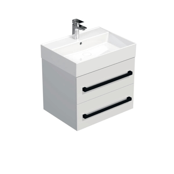 Koupelnová skříňka s černou úchytkou a umyvadlem SAT Cube Way 60x53x46 cm bílá lesk CUBE46C602BISAT CUBE46C602BISAT