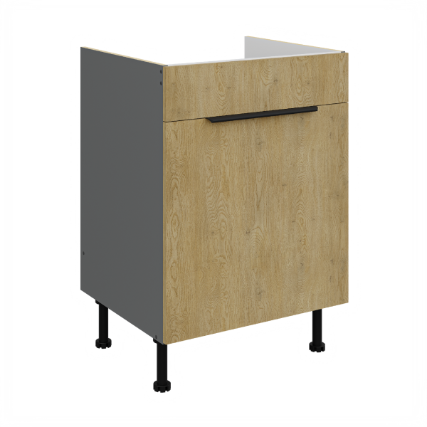 Spodní skříňka pod dřez Cremona ANT 60 ZL 1S BB - Premium Box Barva korpusu: Antracit, Barva dvířek: Dub Cremona