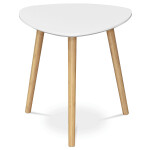 Stůl konferenční 40x40x40 cm, MDF bílá deska, nohy bambus přírodní odstín