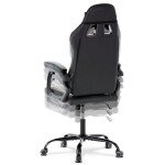 Herní křeslo, šedá a černá ekokůže, houpací mechanika, opěrák 135°