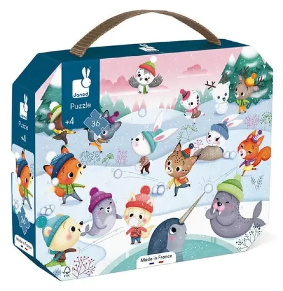 JANOD Puzzle v kufříku Party na sněhu