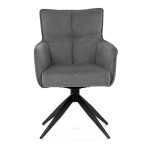 Židle jídelní, taštičkové pružiny v sedáku, 180° otočný mechanismus, šedá voděodolná látka, černý kov