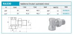 NOVASERVIS - Radiatorové šroubení uzavíratelné rohové 3/8" RA330/10