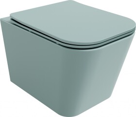 MEXEN - Teo Závěsná WC mísa Rimless včetně sedátka s slow, Duroplast, světle zelená mat 30854048