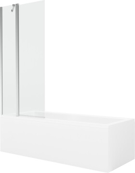 MEXEN/S - Cubik obdélníková vana 170 x 70 cm s panelem + vanová zástěna 80 cm, transparent, chrom 550317070X9408110100