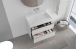 CERANO - Koupelnová skříňka Velora - bílá matná, úchytka chrom + umyvadlo z lit. mramoru Vita - bílá matná - 70x63x46,5 CER-8050BD83997