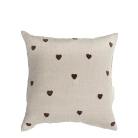 Bastion Collections Povlak na polštář Brown Hearts 50 x 50 cm, přírodní barva, textil