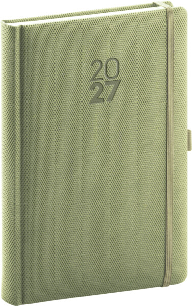 NOTIQUE Diář 2027: Diamante - olivový, denní, 15 x 21 cm