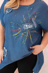 Dámská halenka Plus Size s nášivkami džínovina UNI