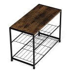 Botník, 2 police, MDF, dekor staré dřevo sonoma, černý kov