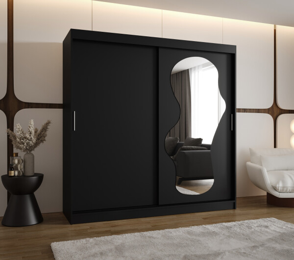 Šatní skříň Abi Ultra Rozměry: 200 cm, Barva korpusu + barva dveří: Černá + Černá