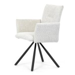 Židle jídelní, krémová látka, černý kov, otočný mechanismus 90°/90° (L/P) - funkce reset