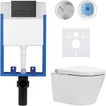 CERANO - Kompletní WC set Profi/Cronus Standard - bílá lesklá - WC tlačítko Slim/Černá matná - pro zazdění - 59,3x38,4 CER-140331