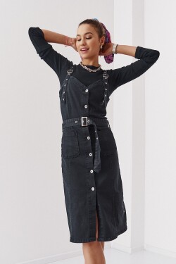 Černé džínové šaty s nastavitelnými ramínky