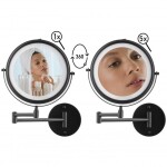 Erga Eda, LED osvětlené kosmetické zrcadlo na make-up ø20 cm, černá matná, ERG-YKA-CH.EDA-BLK