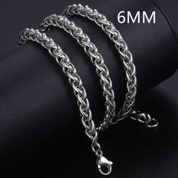 Pánský ocelový náhrdelník Thomas, 6 mm wheat řetízek, chirurgická ocel, Stříbrná 70 cm