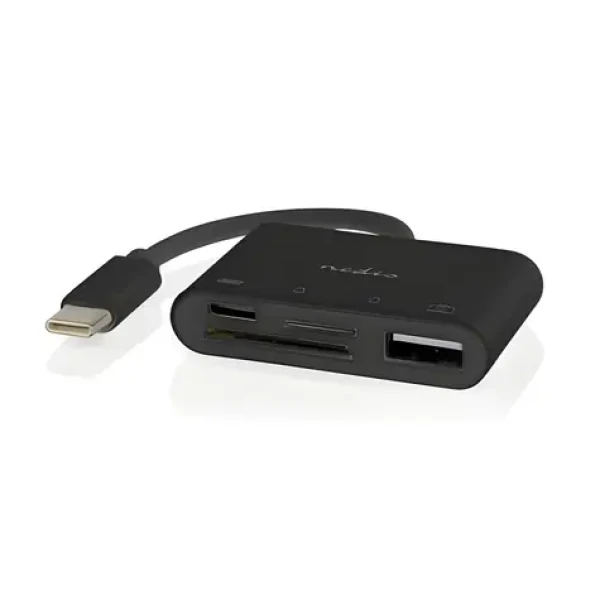 Nedis CCGB64780BK01 černá / USB-C hub / 4 porty / USB-A + USB-C / SD microSD čtečka / USB 2.0 (CCGB64780BK01)