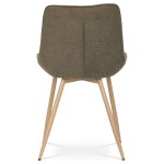 Židle jídelní, hnědá látka, kovové nohy, 3D dekor dub