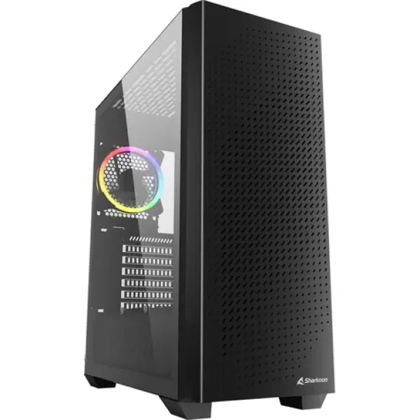 Sharkoon VS9 RGB černá / ATX / 2x USB 3.0 / 1x USB-C / 3x 120mm / bez zdroje / průhledná bočnice (4044951039111)