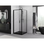 MEXEN/S - Exo sprchový kout skládací dveře 100 x 100, transparent, černá 816-100-100-70-00
