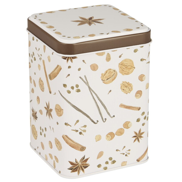 Ib Laursen Plechová dóza Christmas Spices Square, hnědá barva, kov