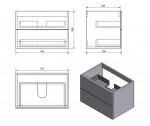 SAPHO - TREOS umyvadlová skříňka 75x53x50,5cm, dub Collingwood TS070-1919