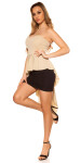 Sexy KouCla bandeau mini dress high low peplum BEIGE