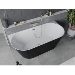 MEXEN/S - Oval Sim volně stojící vana nástěnná 170 x 80, bílá/černá, sifon a přepad nikl kartáčovaný 52661708075-97