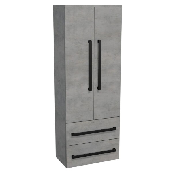 Koupelnová skříňka vysoká s černou úchytkou SAT Cube Way 60x163x33 cm beton mat CUBE3CV60BE CUBE3CV60BE
