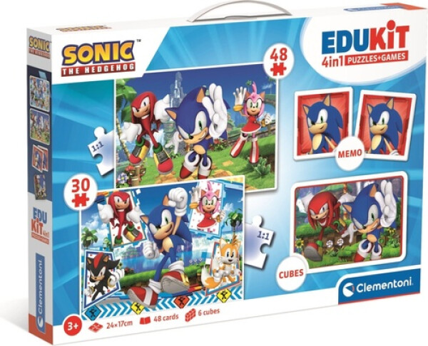 Edukit Sonic 4v1 (pexeso, 48 + 30 puzzle, 6 kostek)