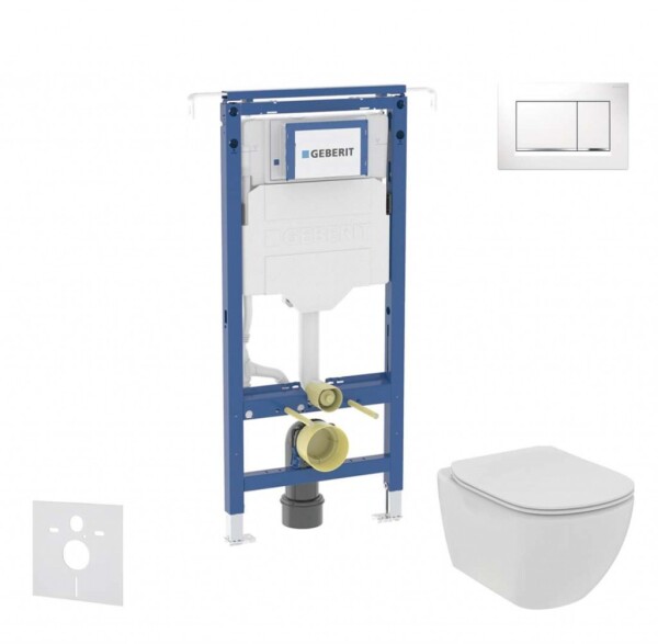 GEBERIT - Duofix Set předstěnové instalace, klozetu a sedátka Ideal Standard Tesi, tlačítka Sigma30, Rimless, SoftClose, bílá/chrom SANI11CD3106