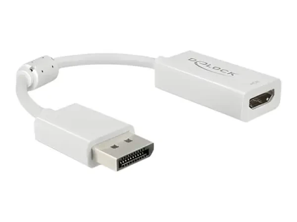 DeLock 63936 bílá / Adaptér / DisplayPort 1.4 samec - HDMI-A samice / 4K 60Hz / HDR / 10 cm (63936)