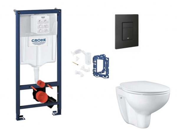 GROHE - Rapid SL Set předstěnové instalace, klozetu, sedátka SoftClose, tlačítka Even a sady pro vhazování tablet, phantom black SANI11BB5133