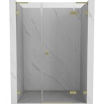 MEXEN/S - Lunar L sprchové dveře křídlové pravé 130, transparent, zlatá kartáčovaná 834SL-130-050-55-00-P