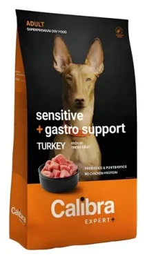 Calibra Dog EXPERT+ Adult Sensitive+Gastro support krůtí 12 kg / Granule pro psy / bez obilovin / citlivé trávení