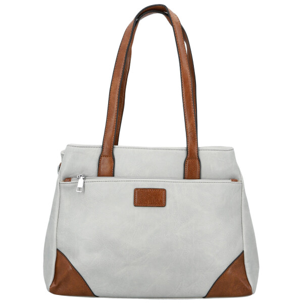 Trendy dámská koženková kabelka na rameno Remiga, světle šedá